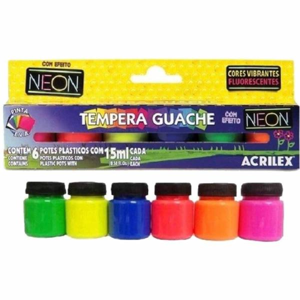 Imagem de Tinta Guache 15ml Neon Com 6 Cores 01006 Acrilex - Est