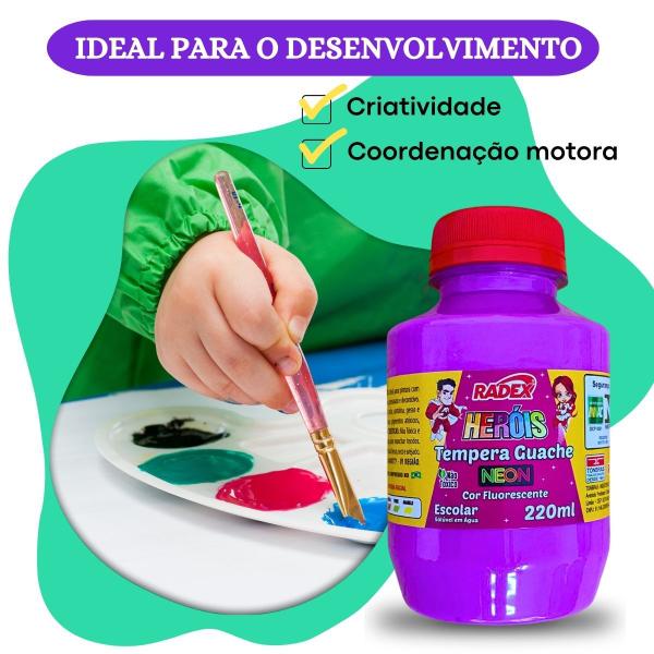 Imagem de Tinta Guache 220ml Tempera Escolar Radex Diversas Cores Neon Fluorescente