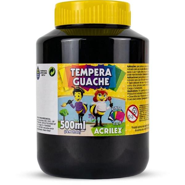 Imagem de Tinta guache 500ml preto acrilex