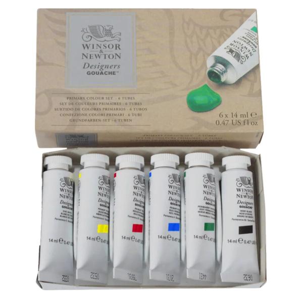 Imagem de Tinta Guache Designes Winsor & Newton Cores Primarias 6 Cores 14ml