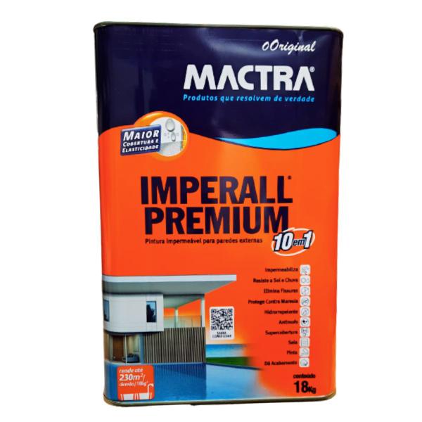 Imagem de Tinta Impermeabilizante Emborrachada Imperall 10 em 1 Mactra 18 kg Branco Para Parede Externa, Antimofo, Contra Chuva e infiltração