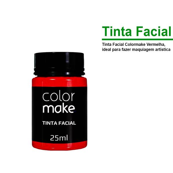 Imagem de Tinta Líquida Facial Secagem Rápida Color Make Halloween Carnaval Vermelho Laranja Preto Branco Roxo