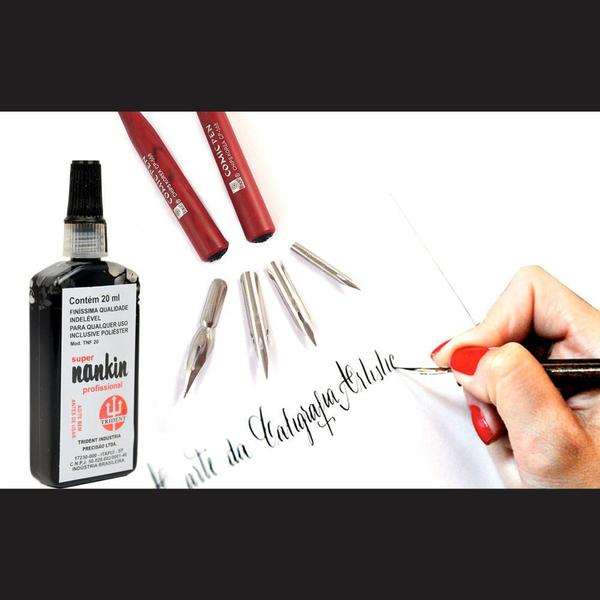 Imagem de Tinta Nankin TRIDENT Profissional Preto 20ml TNF20 Desetec