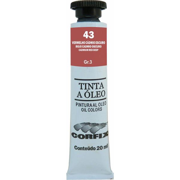 Imagem de Tinta Óleo Corfix 20ml Cor Vermelho Cádmio Escuro 43 Gr. 3