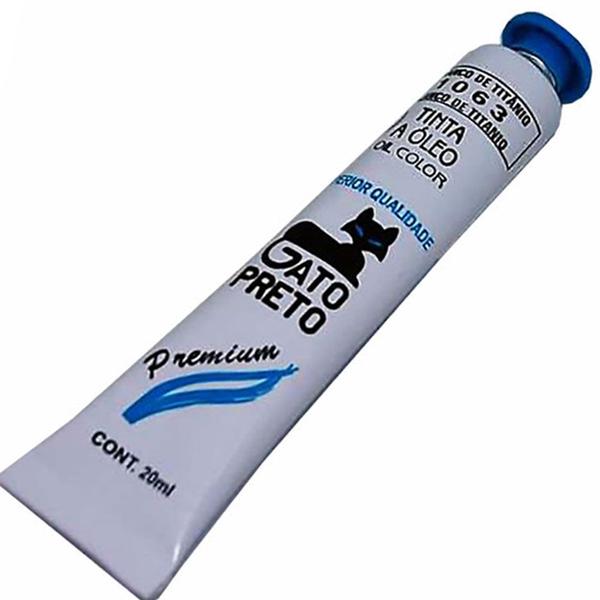 Imagem de Tinta Óleo Gato Preto Branco Titânio Pequeno 20ml