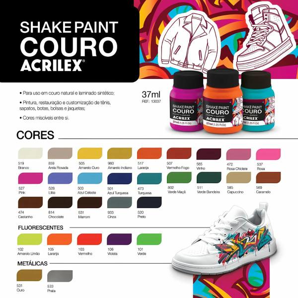 Imagem de Tinta p/ couro shake paint 37ml acrilex escolha a cor