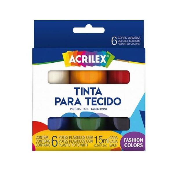 Imagem de Tinta P/ Tecido Fashion Colors 6 Cores 15ml Pintura Acrilex