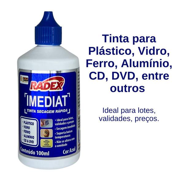 Imagem de Tinta Para Carimbo Secagem Rápida Para Plástico 100ml Azul