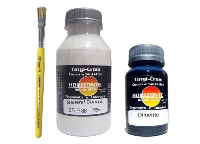 Imagem de Tinta para couro 250ml e diluente horizonte+pincel depintura