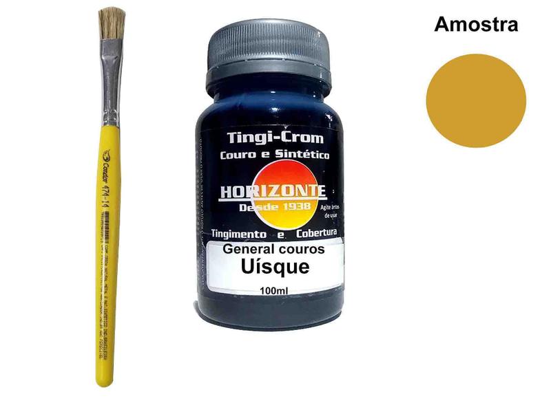 Imagem de tinta para couro uisque + pincel horizonte 100ml