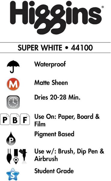 Tinta Para Desenho Higgins 29,6ml Super White 44100 Imagem de Tinta Para Desenho Higgins 29,6ml Super White 44100