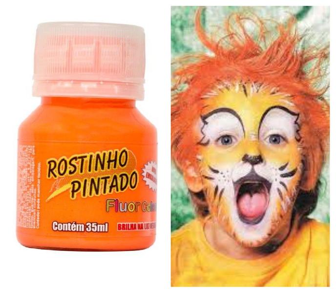 Imagem de Tinta para pintar o rosto liquida Laranja flúor de 35 ml