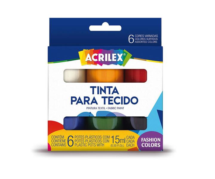 Imagem de Tinta Para Tecido  Acrilex- 6 Potes 15 ml