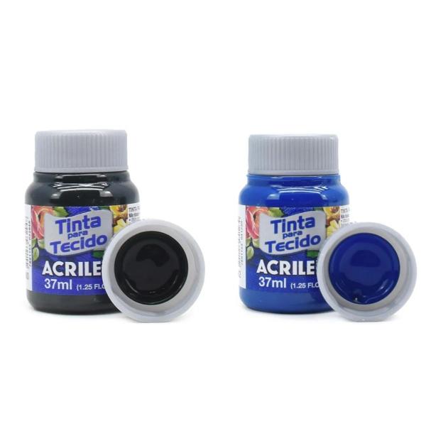 Imagem de Tinta Para Tecido Acrilex Preto E Azul Cobalto 37 Ml