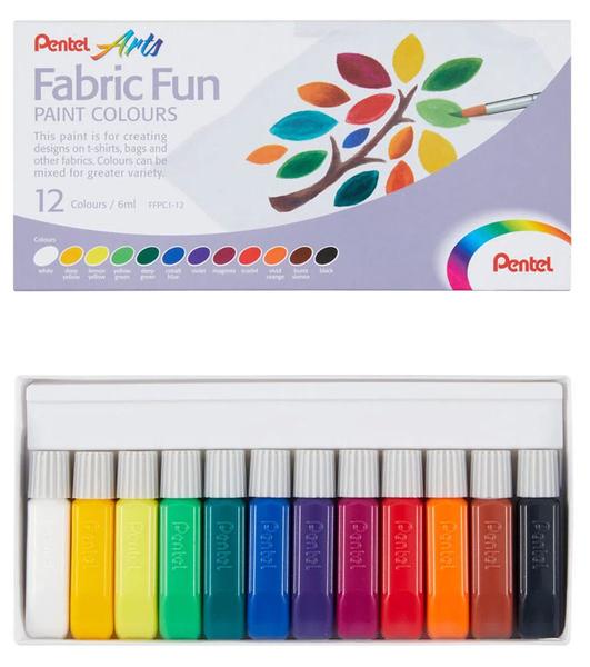 Imagem de Tinta para tecidos Pentel (Fabric Fun) 12 cores