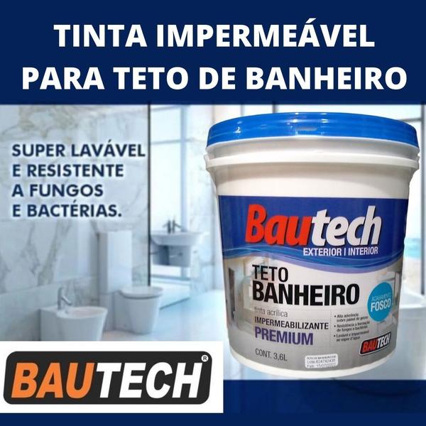 Imagem de Tinta Para Teto De Banheiro Impermeabilizante 3,6l Bautech