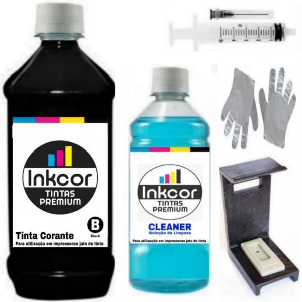 Imagem de Tinta Preta Recarga Cartuchos Compatível Impressora Hp 2050  com 500ml