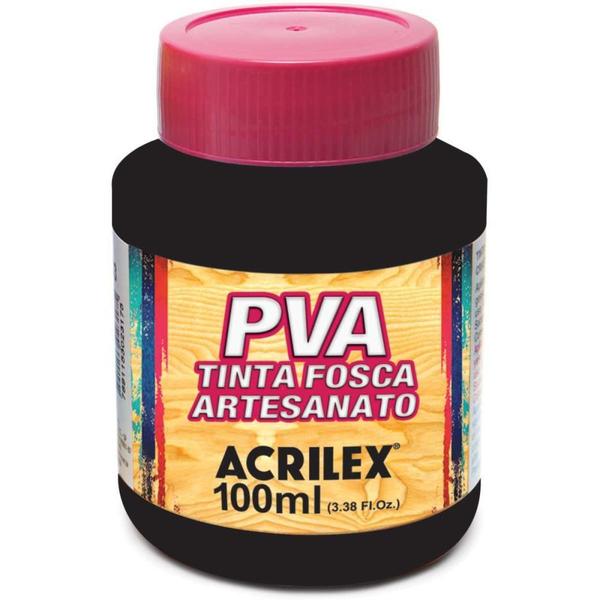 Imagem de Tinta PVA Fosca para Artesanato 100ML Preto - Pacote com 6