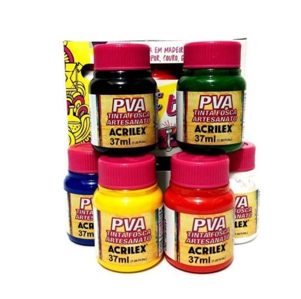 Imagem de Tinta PVA Plástica Fosca 6 Cores - Acrilex -