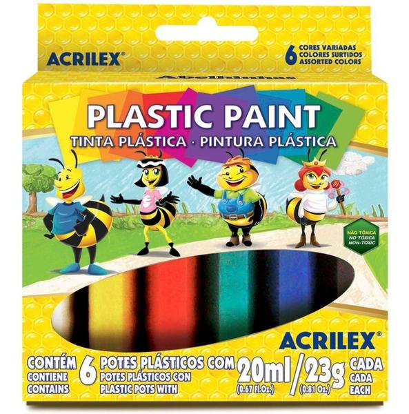 Imagem de Tinta Pva Plástica Plastic Paint 6 Cores Acrilex 20ml Cada