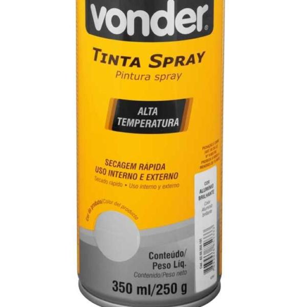 Imagem de Tinta Spray Acrílica Alta Temperatura Alumínio 350ML/250G Vonder