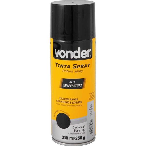 Imagem de Tinta Spray Acrílica Alta Temperatura Preto 350ML/250G Vonder