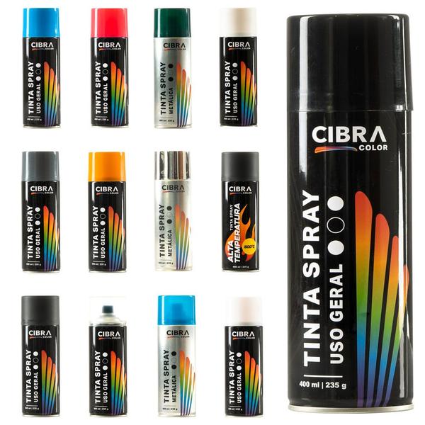 Imagem de Tinta Spray Cibra 400 Ml Diversas Cores Uso Geral Metálico Automotivo