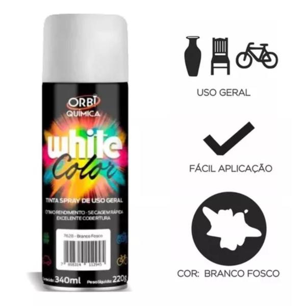 Imagem de Tinta Spray na Cor Branco Fosco de 340ML - ORBI