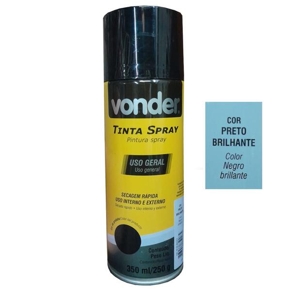 Imagem de Tinta spray preto brilhante 350ml vonder