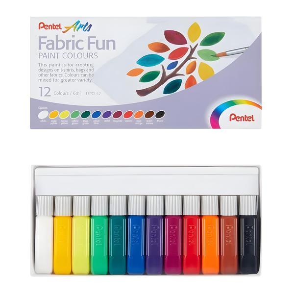 Imagem de Tinta Tecido Fabric Fun Pentel Caixa com 12 Cores 