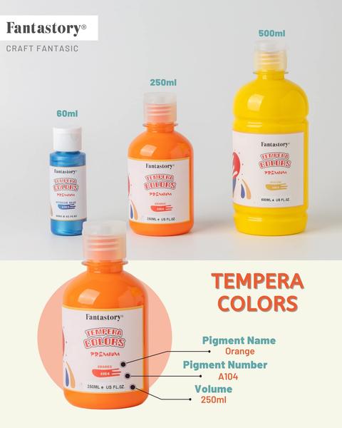 Imagem de Tinta Tempera Fantastory para crianças, 8 cores, 250 ml, lavável