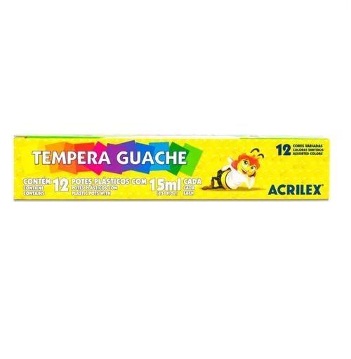 Imagem de Tinta Tempera Guache Acrilex 12 Cores 15ml Pintura Infantil