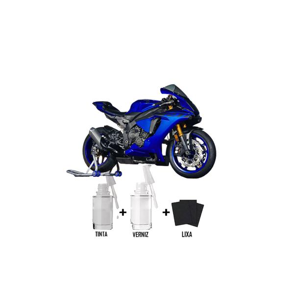 Imagem de Tinta Tira Risco Automotivo Azul R1 Honda Motos + Verniz 15ml