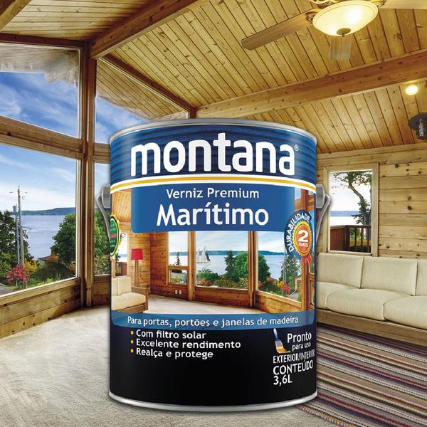 Imagem de Tinta Verniz Maritimo Natural Para Madeira Montana 3,6 Lt