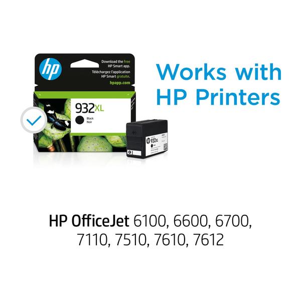 Imagem de Tinteiro HP 932XL Preto de elevado rendimento Original  Funciona com HP OfficeJet 6100, 6600, 6700, 7110, 7510, 7610 Series  CN053AN