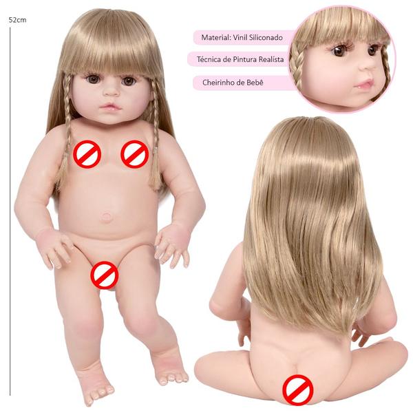 Imagem de Tipo Bebe Reborn 100% Silicone Menina Loira Bolsa + 24 Itens