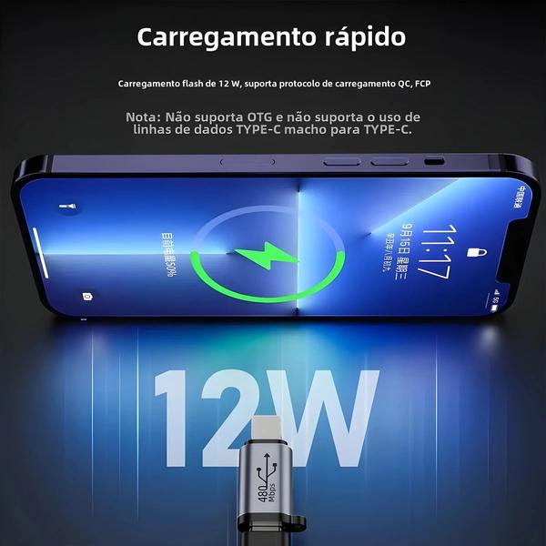 Imagem de Tipo C Para Micro Mini USB Adaptador Fêmea Para iPhone 14 13 Xiaomi Samsung Lightning Carregador