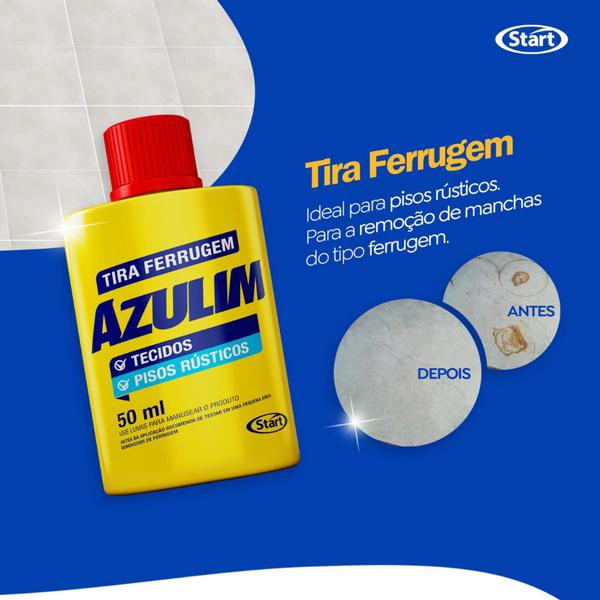 Imagem de Tira Ferrugem Caixa 12 Unidades Tira Manchas Limpador Azulim 50ml