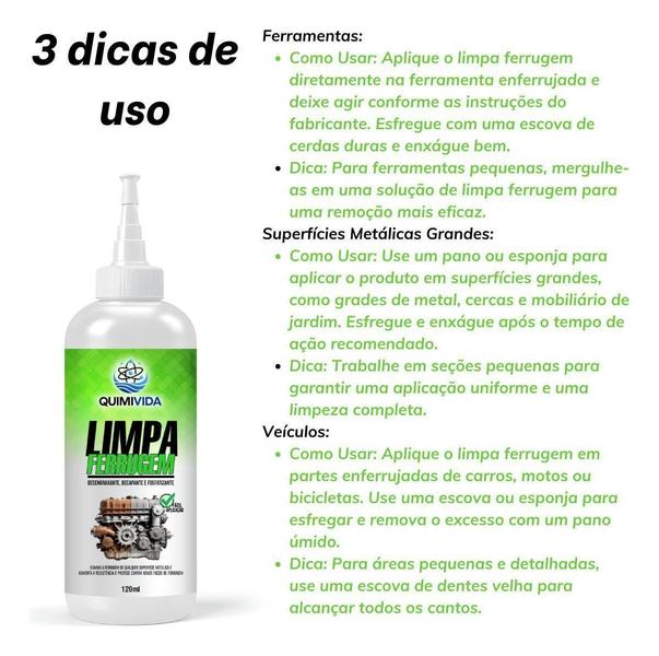 Tira Ferrugem Oxidação, Corrosão Removedor 120Ml - Quimivida Imagem de Tira Ferrugem Oxidação, Corrosão Removedor 120Ml - Quimivida