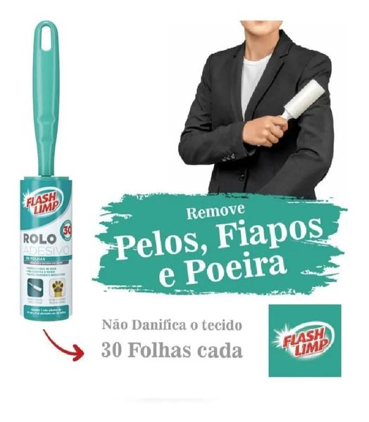 Imagem de Tira Pelo De Roupa Rolo Adesivo Kit Com 4 Flash Limp