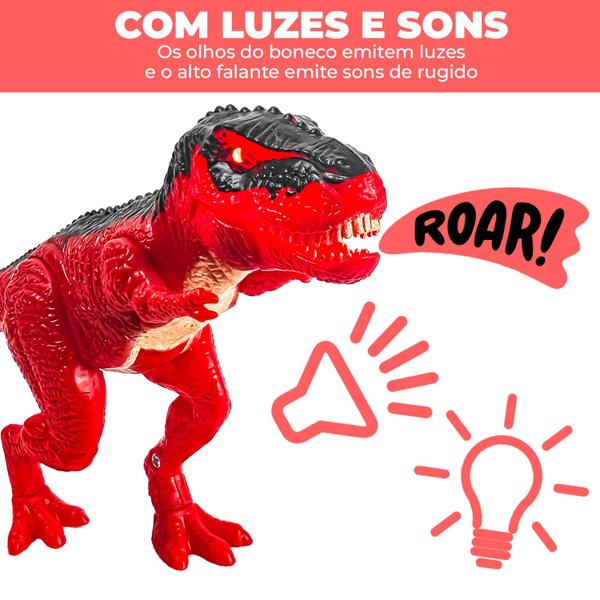 Imagem de Tiranossauro Rex Divertido Boneco Infantil Articulado Com Luz E Som Dm Toys