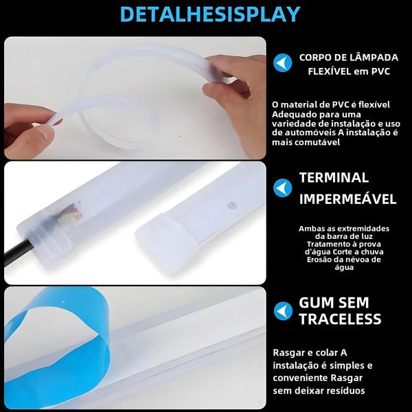 Imagem de Tiras de LED DRL Flexíveis à Prova d'Água - Luzes Diurnas Automáticas com Indicadores de Sinalização