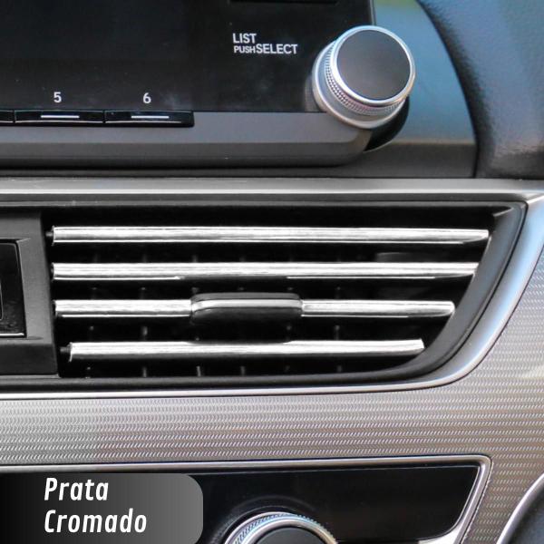 Imagem de Tiras Filete Cromado para Decoração Carro Saída Ar Condicionado Automotivo Acessórios 10pcs 20cm