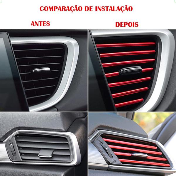 Imagem de Tiras Filete Cromado para Decoração Carro Saída Ar Condicionado Automotivo Acessórios 10pcs 20cm