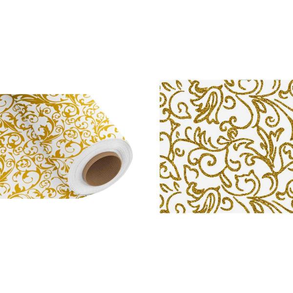 Imagem de Tnt Estampado - Arabesco Dourado Glitter Branco Ref.1179C