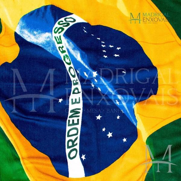 Imagem de Toalha Banho E Praia Buettner Brasil Bandeira Copa Aveludada