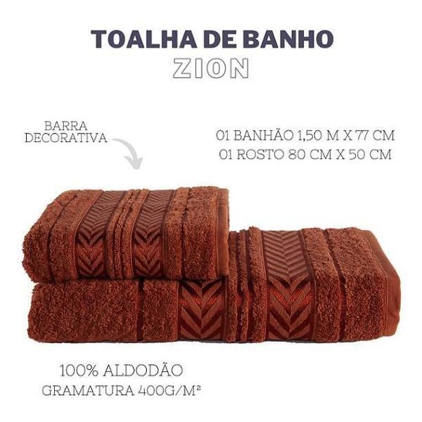 Imagem de Toalha Banho e Rosto Zion Mascavo - 100% Algodão