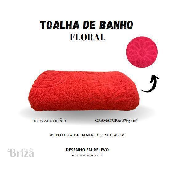 Imagem de Toalha Banho Gigante Briza Banhão 0,80X1,50M Floral Goiaba