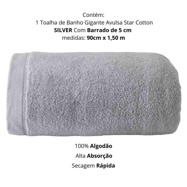 Imagem de Toalha Banho Gigante Kacyumara Avulsa Star Cotton 430G Silve