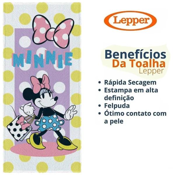 Imagem de Toalha Banho Minnie Felpuda Estampada 60x120cm